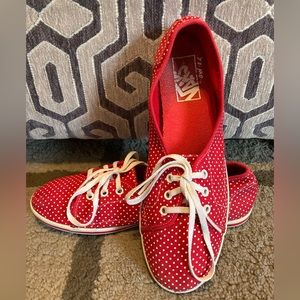 Vans size 9 women’s, 7.5 men’s, red and white